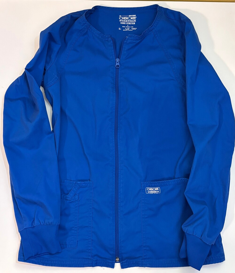 Cherokee Workwear XXS Blue Cotton Spandex Scrub Jacket